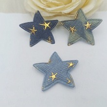 DIY韩版宝宝发夹材料手工蝴蝶结发饰发箍配3.5cm牛仔五角星