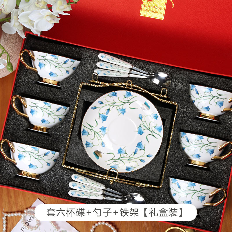 Juego de tazas y platillos de porcelana china de lujo ligero, exquisito juego de té de la tarde británico, recuerdo de boda