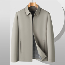 男士翻领夹克2025秋季新款男装中老年免烫休闲大牌桑蚕丝爸爸外套