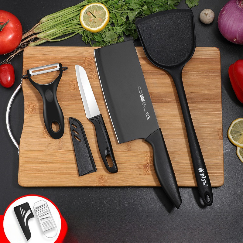 Kit de cuchillos de cocina combinación de cuchillos de cocina domésticos cuchillos de cocina tablero de cocina 2 en 1 tablero de corte cuchillos de cocina tablero de cocina un conjunto de acero inoxidable