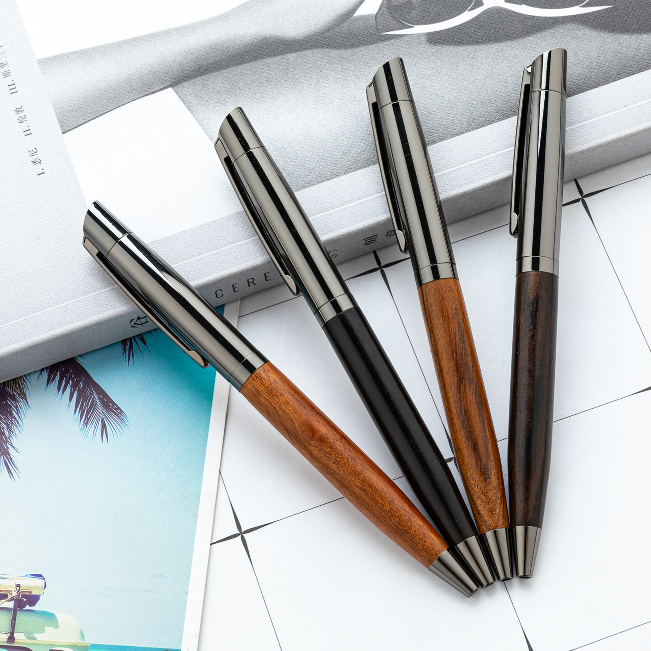 New Wood Grain Signature Pen Rosewood Ebony Gel Pen Printable Logo Business Enterprise Promotional Advertising Pen