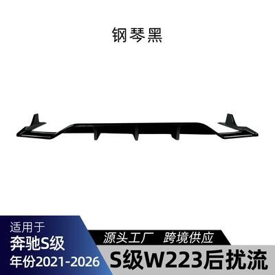 Suitable for Mercedes-Benz S-Class W223 AMG Line 2021-2026, rear lower lip, tail lip, and spoiler kit for cross-border modification (Spoiler) - piano-black