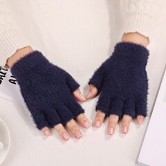 25秋冬手袋 大人用 クロスボーダー 暖かい手袋 男女学生用 指なし 無地 ハーフフィンガー タッチスクリーン