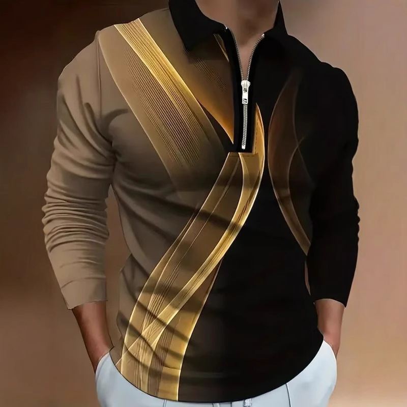 2024 nueva camisa POLO con cremallera de manga larga de alta calidad de moda casual transfronteriza de comercio exterior de Amazon MB14