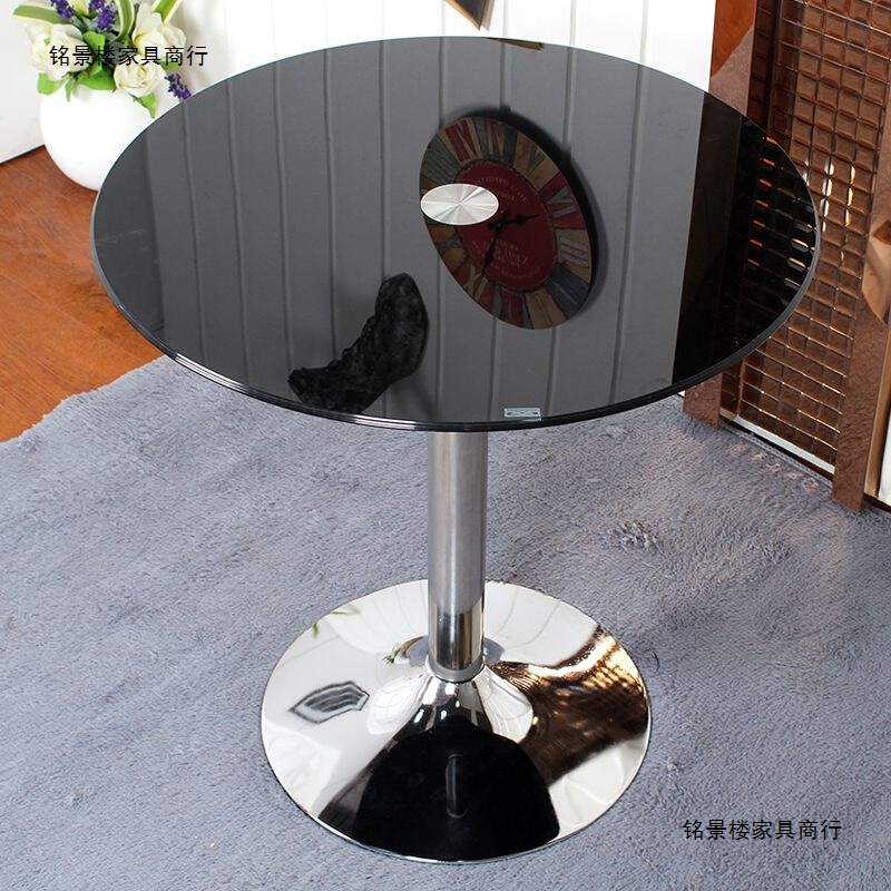 Tempered Glass Round Table, Fashionable Negotiation Table, Negotiation Table, Simple Modern Small Apartment Dining Table, Bay Window Coffee Table, Small Table