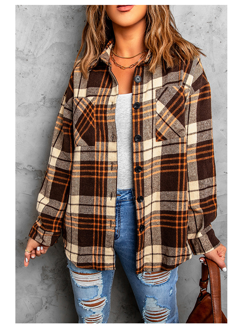 Long-Sleeved Plaid Shirt Jacket NSSI103867