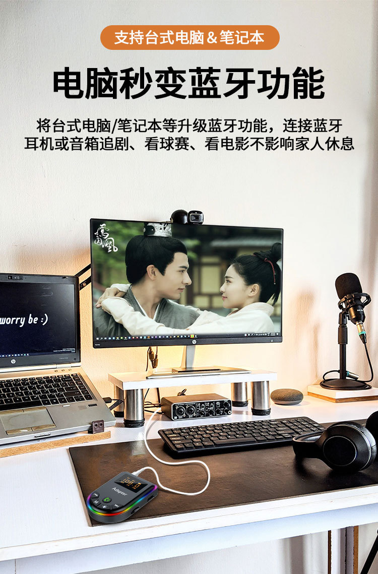 Bluetooth Adapter with Display for Old Tv, Car Wired Speakers Instantly Become Bluetooth-Enabled, Southeast Asian Goods