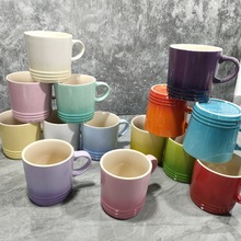 渐变色粉色炻瓷 350ML马克杯彩虹色外贸尾单杯子水杯咖啡杯牛奶杯