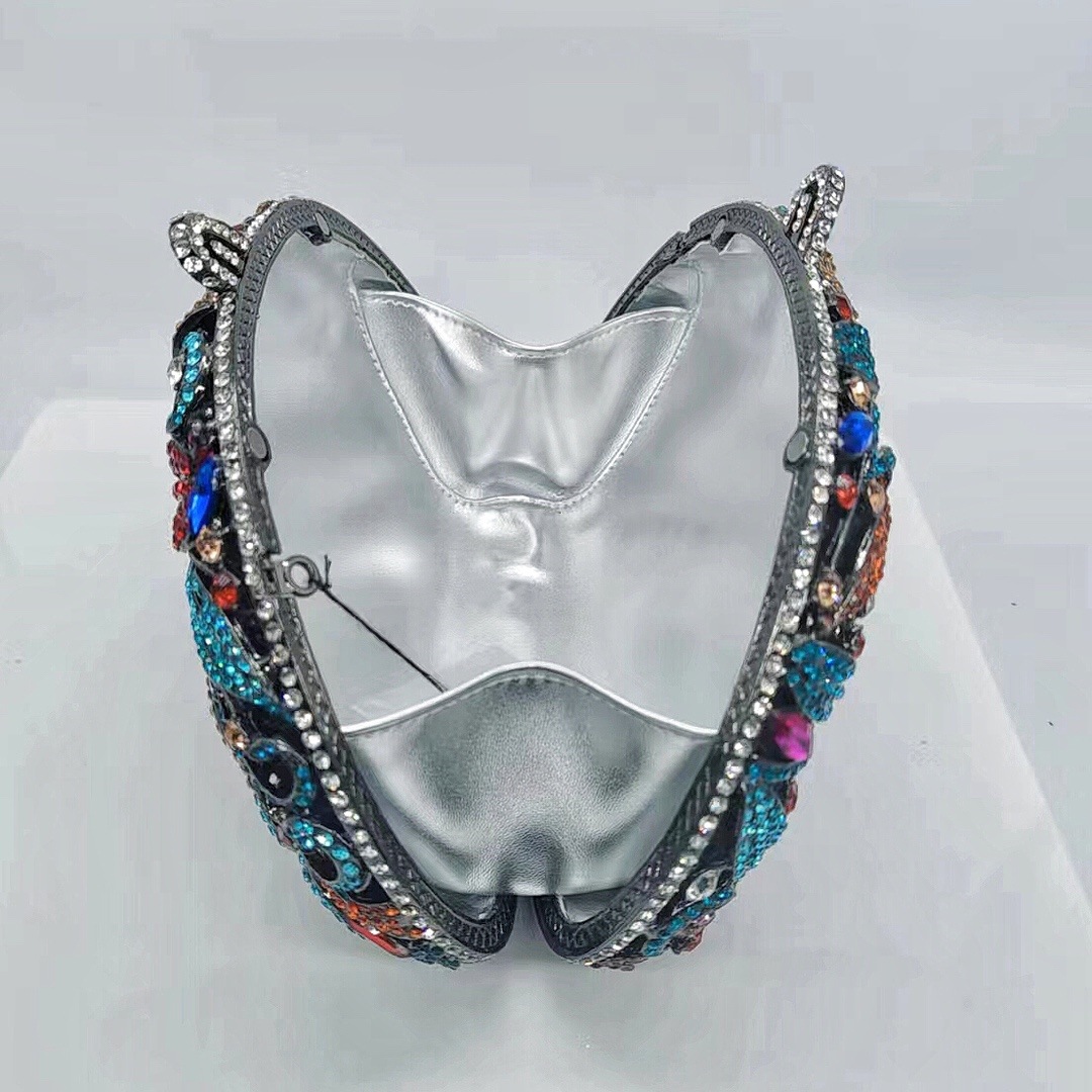 Nuevo paquete de cena de diamantes transfronterizos, bolsas de mano de banquete, bolsas de cena de diamantes huecadas, embrague de cristal