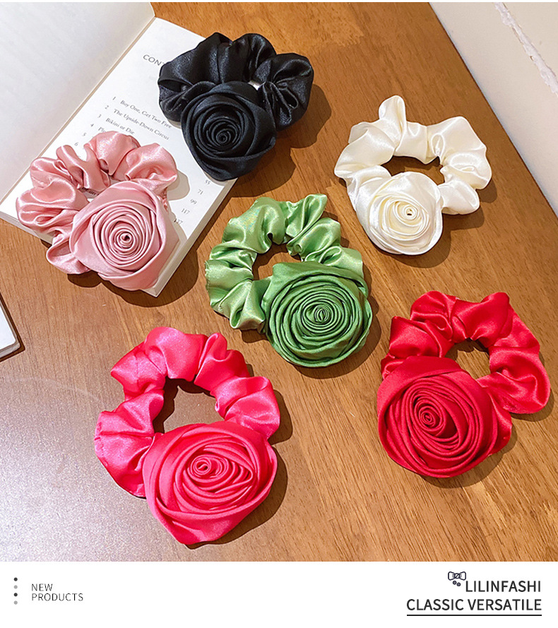 Elegant Lady Solid Color Flower Cloth Hair Tie display picture 1