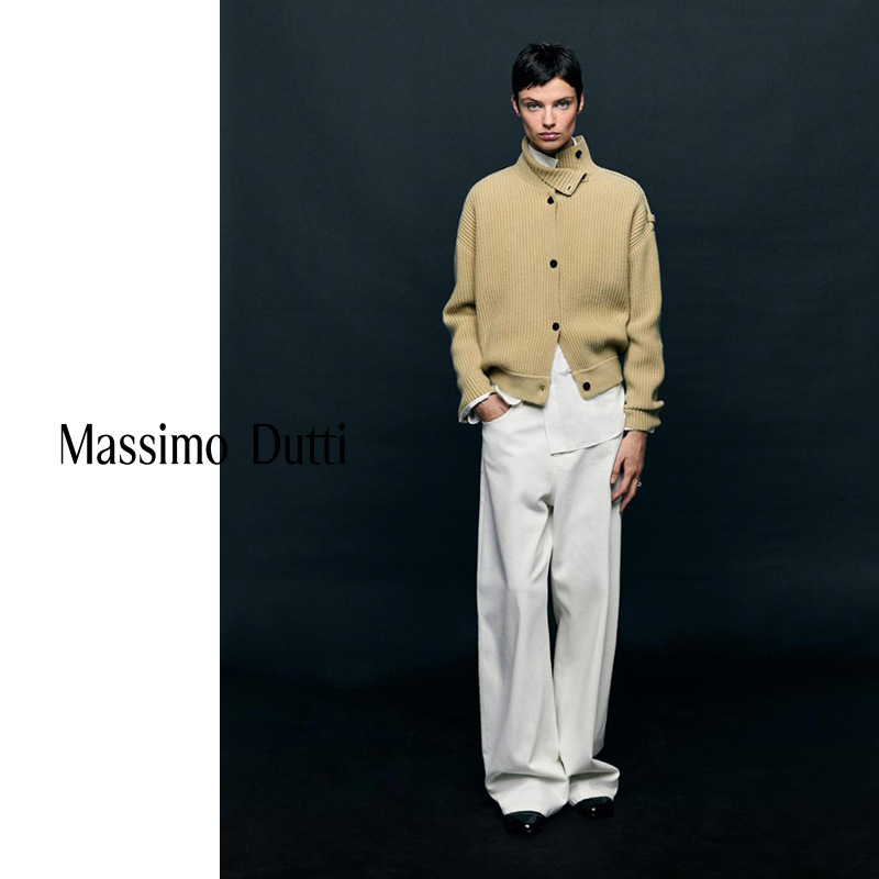 Autumn and Winter New Style Massimodutti2026 Women's British Style Work Clothing Style Thick-Knit High-Neck Knitted Cardigan