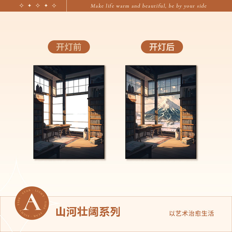 スマート音声制御ライトアート アルミ合金額縁 漫画画芯 書斎 寝室 卓上装飾 雰囲気演出|undefined