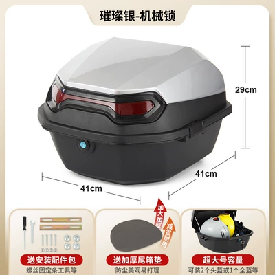 Trunk Large Capacity Scooter, Motorcycle trunk - extra-large-size-brilliant-silver-mechanical-lock-installation-accessories-included