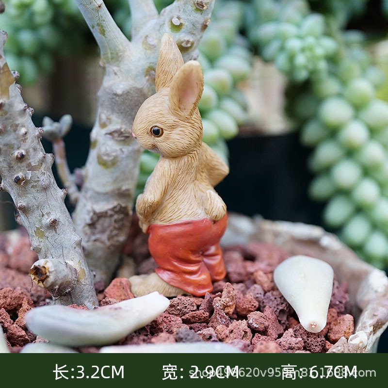 代発新商品田園ウサギかわいい動物多肉植木鉢装飾品樹脂工芸品ベランダ鉢植え