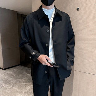 Social Guy High-end Mid-length Loose Coat Coat Coat Windbreaker Jacket for Men