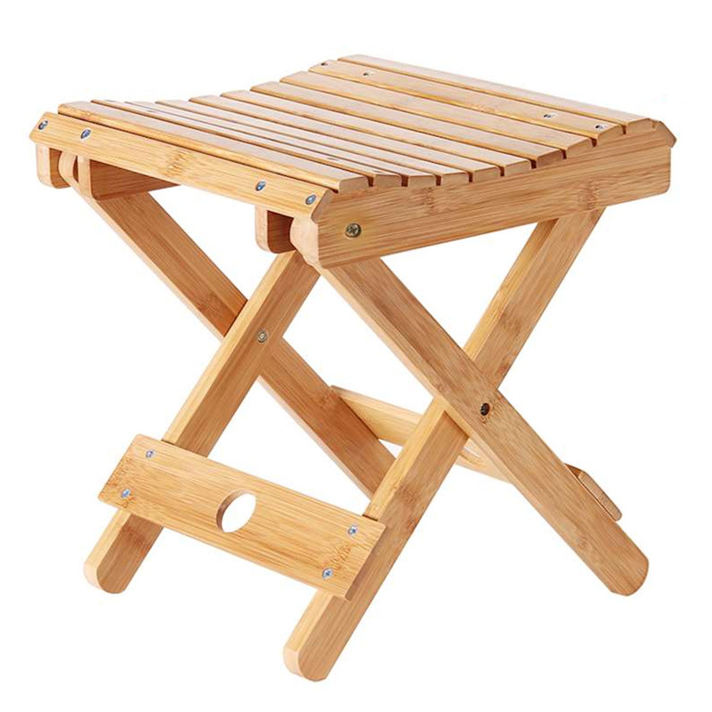 Taburete fresco de bambú plegable portátil pequeño taburete redondo hogar pequeño taburete cuadrado al aire libre pesca silla de madera para viajar