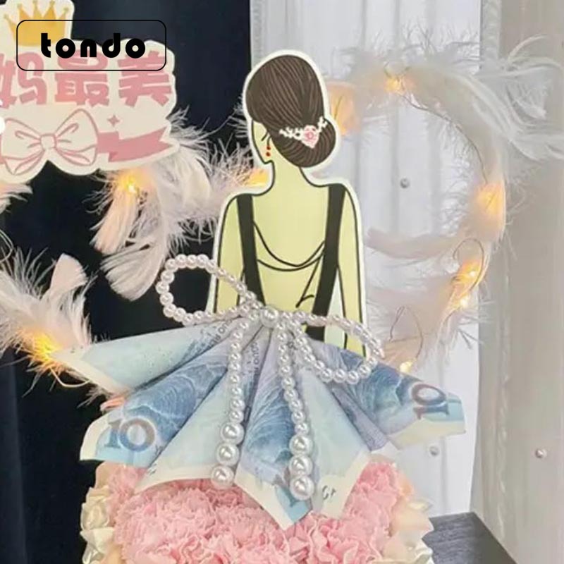 (Estilo caliente del día de la madre) Tarjeta de vestido de princesa Tarjeta de decoración de ramo de flores ricas Material de embalaje hecho a mano de bricolaje