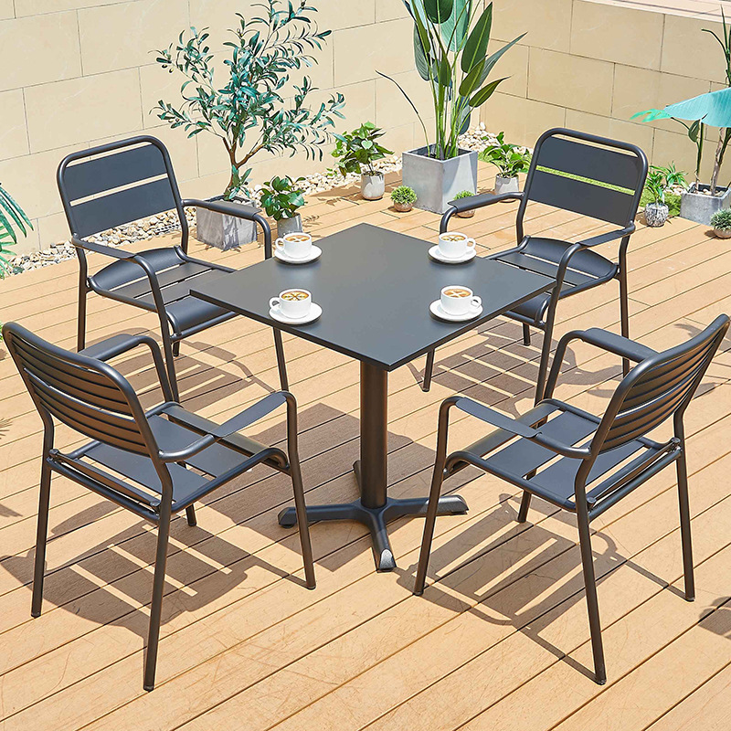 Mesas y sillas para exteriores, combinación de mesa de centro sencilla para ocio al aire libre, mesas y sillas de aleación de aluminio impermeables y resistentes al sol para jardín y patio al aire libre image 11