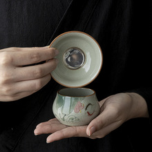 手绘哥窑复古功夫茶具配件泡茶陶瓷公道杯茶叶过滤网冰裂家用茶漏