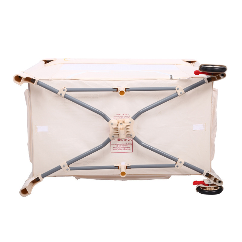 Cama plegable de exportación portátil multifuncional ligera bebé cuna cama para niños con ruedas silenciosas