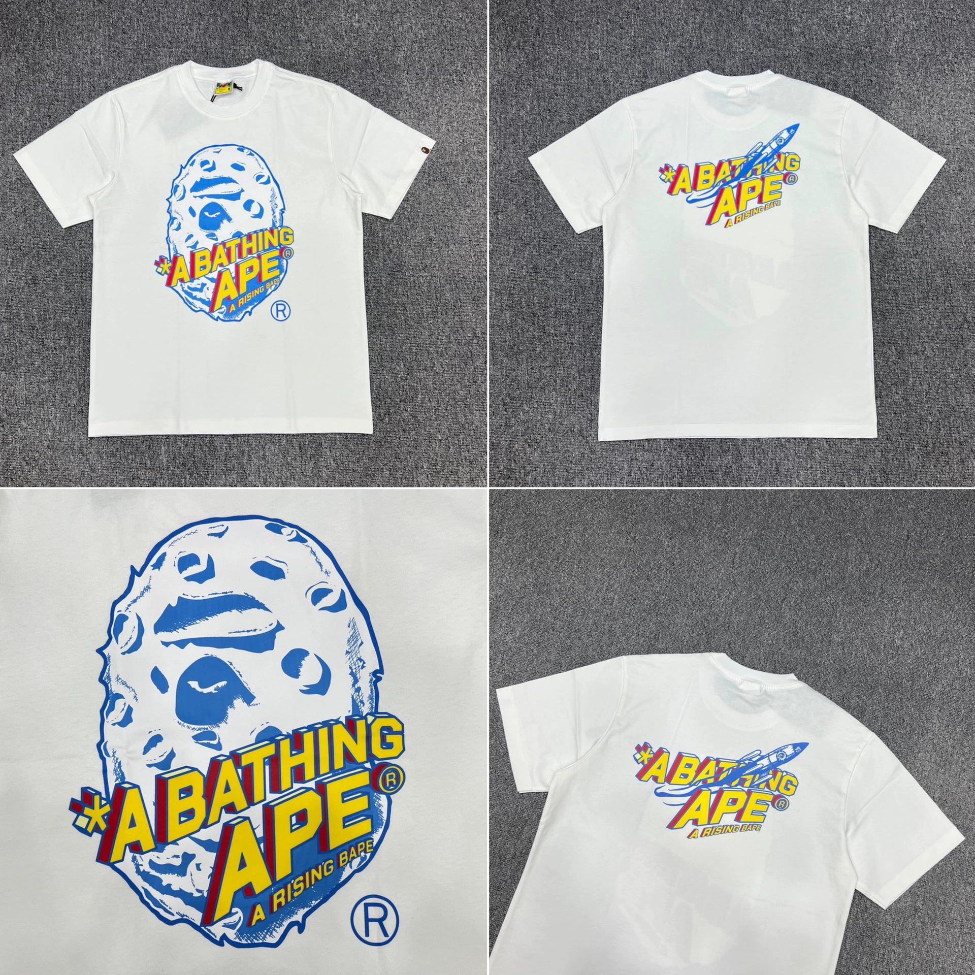 Стильный брендовый топ BAPE с половинными рукавами TEE для мужчин и женщин, камуфляж голова обезьяны, высокого уровня, свободный крой, короткий рукав