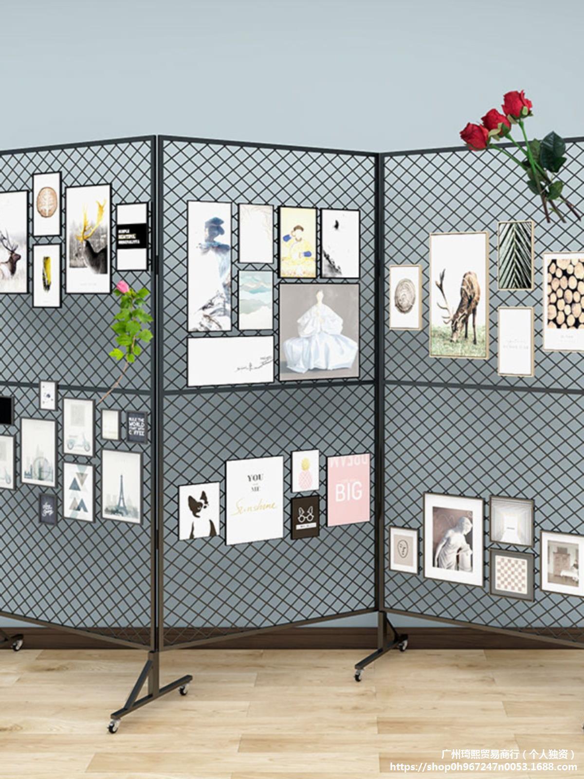 折叠网格架幼儿园画展作品网格网片铁艺网架书法绘画展示架