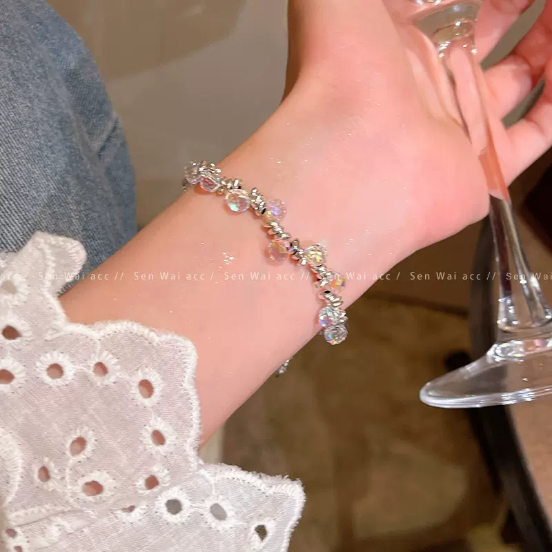 超仙梦幻彩珠水晶碎银手链女轻奢小众设计高级感精致手饰品批发
