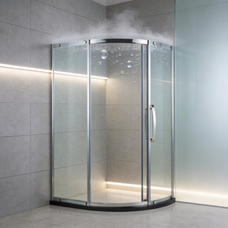 Customized Partition Shower Room with 304 Stainless Steel Wet and Dry Separation, Cross-Border Sliding Door, Curved Glass Bathroom Design