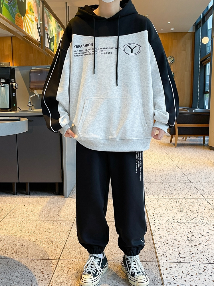 Juego de primavera y otoño para hombres, chaqueta de moda juvenil, pantalones de abrigo, deportivo relajado, casual, atractivo, conjunto de dos piezas.