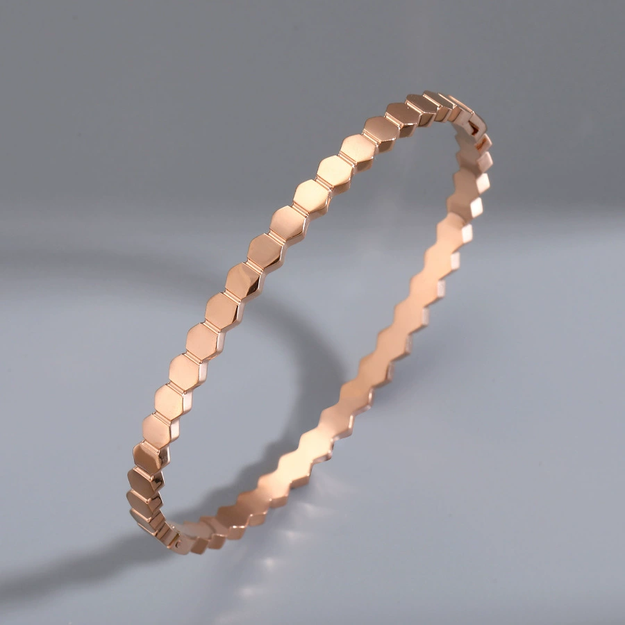 Golden women's bracelet stainless steel, zirconium, jewelry, accessory, pink gold, high-end, light luxury style