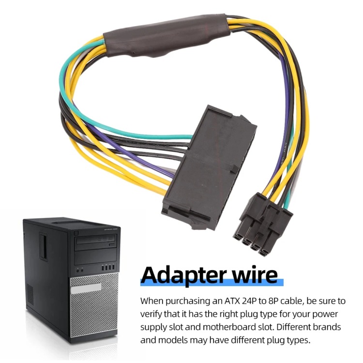 Aplicable a Dell Optiplex 3020 / 7020 / 9020 Cable de alimentación de 8 pines ATX 24P a 8P