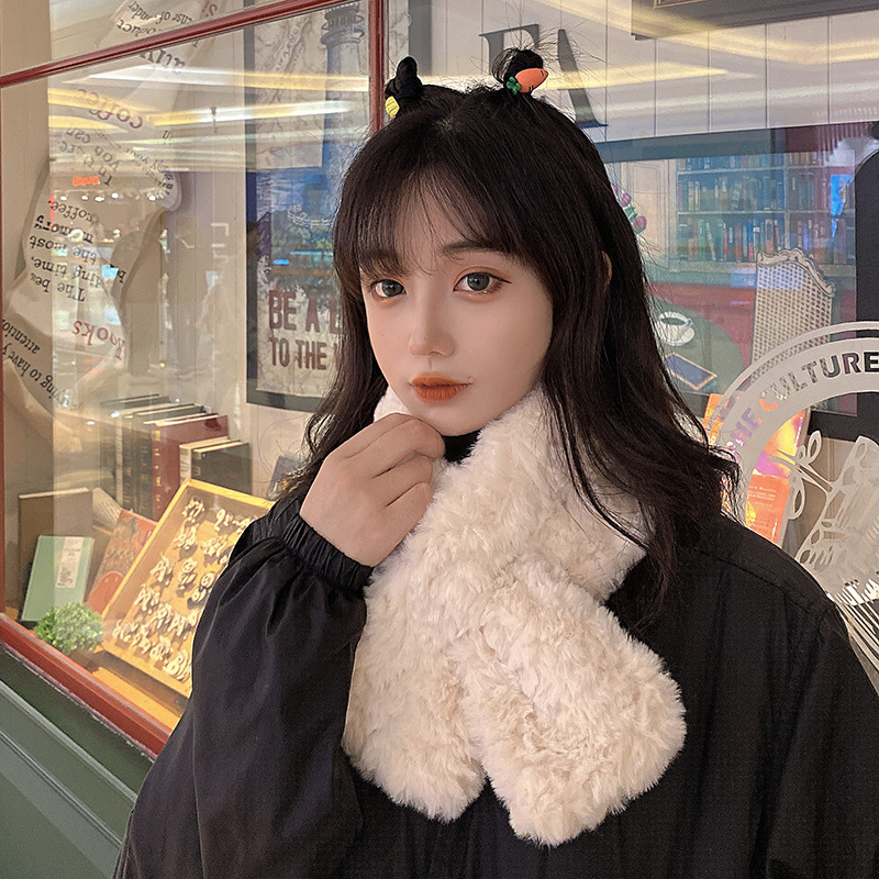 scarf Autumn and winter Korean Edition Versatile keep warm solar system Lambswool lovely Plush overlapping Solid Collar Neck protection