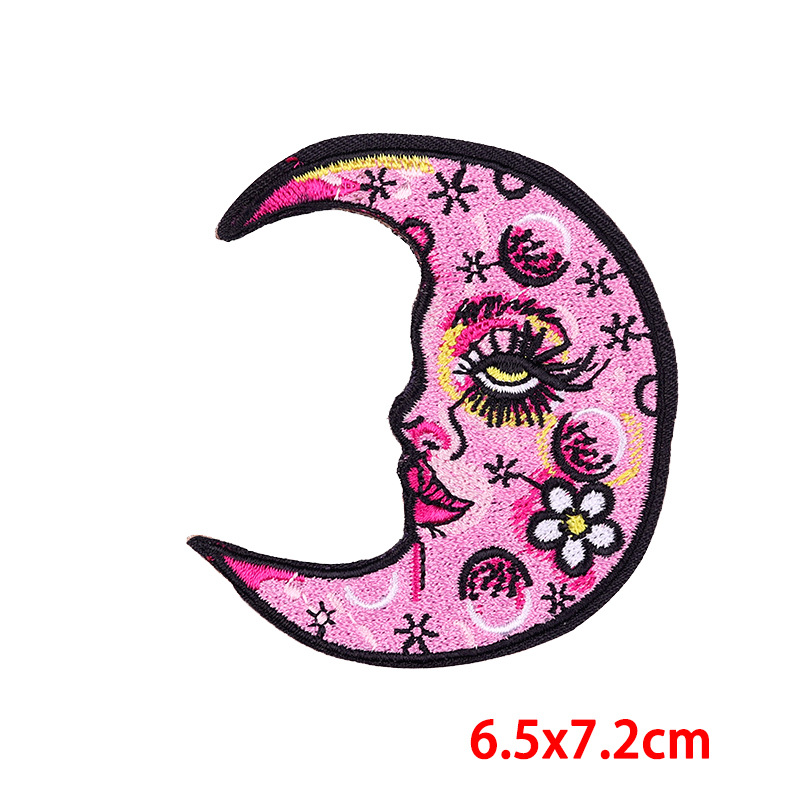 1 Pieza Punk Pastoral Letra Luna Flor Hilo Bordado Parches Adhesivos Para Ropa display picture 1