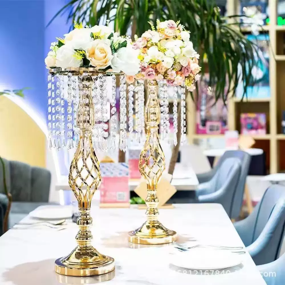 麻花冰柱花架婚礼道具酒店家居装饰品水晶花架摆件婚庆主桌花器