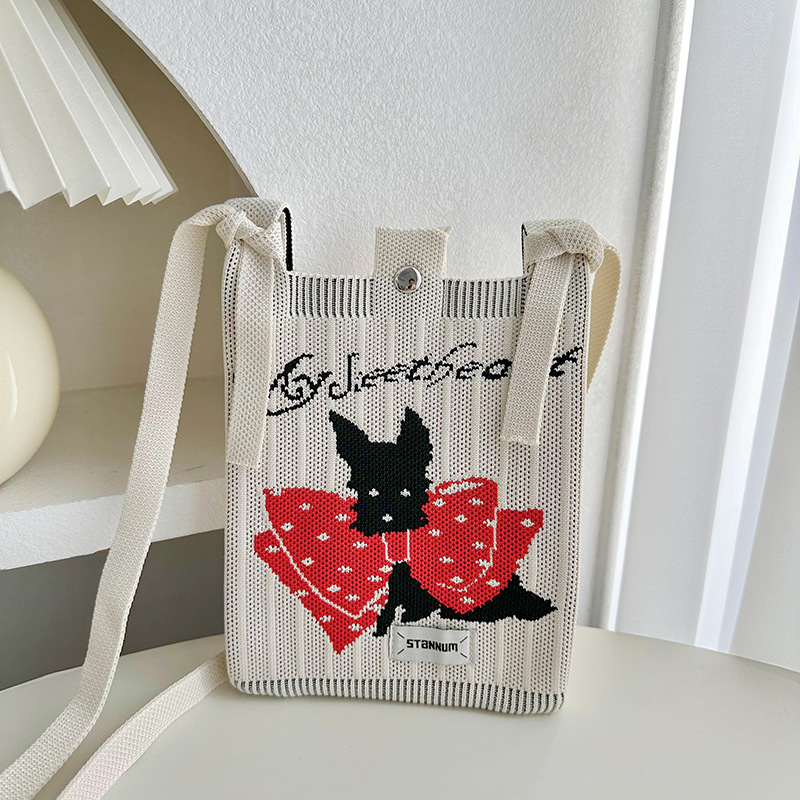 Nuevo lindo cachorro de punto mini bolso de teléfono móvil versátil viaje pequeño bolso de cambio portátil bolso de mujer