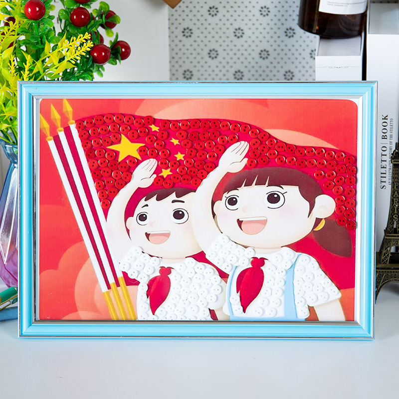 建国記念日ボタン絵画 diy 手作り愛国赤い革命勝利テーマボタンペースト絵画制作材料パッケージ|undefined