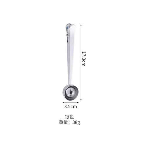 Stainless Steel Coffee Spoon with Clip: 2-in-1 Milk Powder Clip & Measuring Spoon – Multifunctional Kitchen Food Sealing Clip
