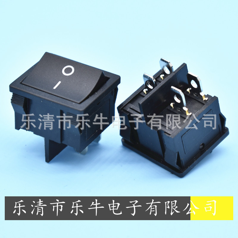 小方形船型开关 KCD5 21*24mm 黑色方形翘板开关 4脚2档黑色开关