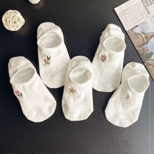 White Socks Summer Thin Ins Invisible Socks Women's Casual All-match Shallow-top Boat Socks Non-slip Women's Socks