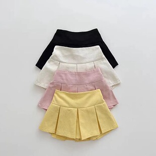 Children's Clothing Solid Color All-in-One Anti-glare Pants Pleated Skirt Skirt Skirt