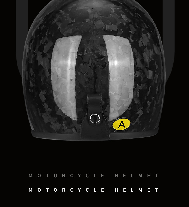 Carbon Fiber Retro Helmet Motorcycle Full-Face Helmet for Men and Women, Pig-Nose Helmet, Small Helmet Body, Harley Cruise American-Style Motorcycle