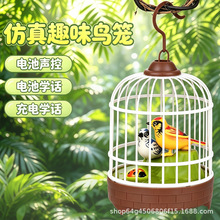 新品趣味鸟笼声控感应仿真小鸟笼子灯光玩具复读学说话男女孩礼物