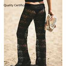 Printed Beach Casual Trousers Cover Up Pants Black White