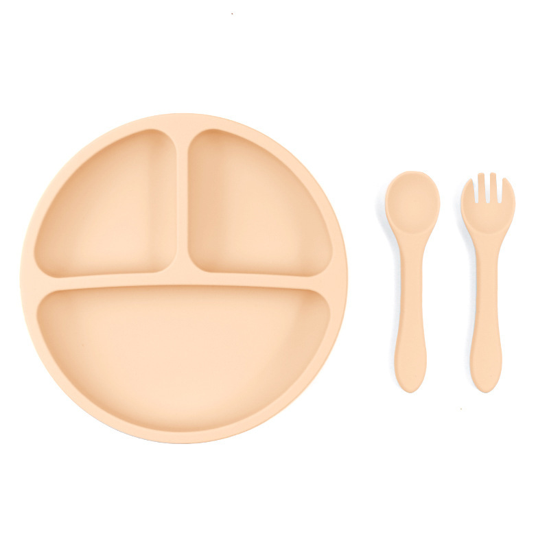 En stock al por mayor plato de cena para niños cuatro taza de succión reforzada cuenco para niños tazón de suplemento de alimentos para bebés plato de cena de silicona vajilla para niños