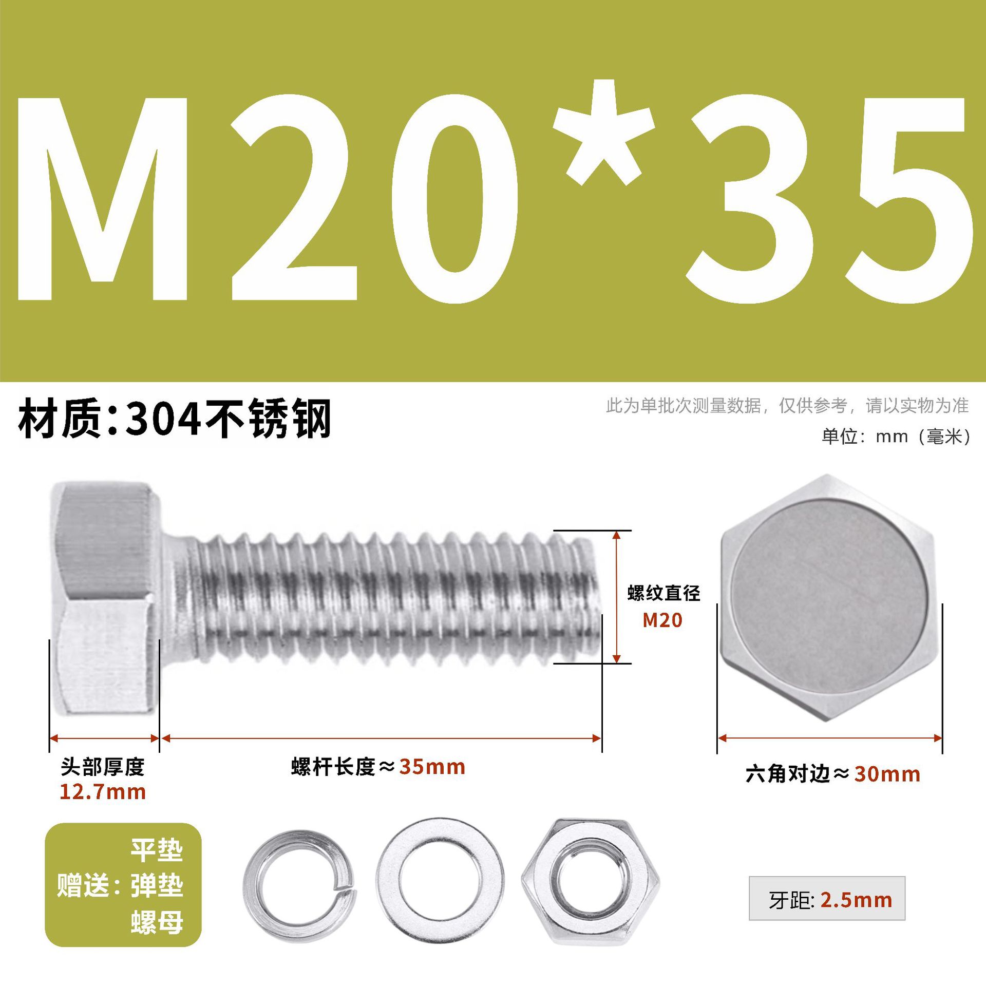 304 acero inoxidable tuerca perno hexagonal conjunto de accesorios de almohadilla de resorte M3M4M5M6M12 image 199