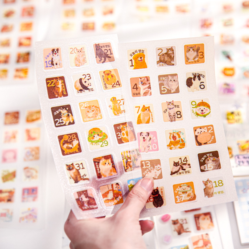 Papel Sr. pegatinas de hoja plana día libre dibujos animados lindo material de cuentas de mano de película de corte de forma especial pegatinas de etiqueta de fecha