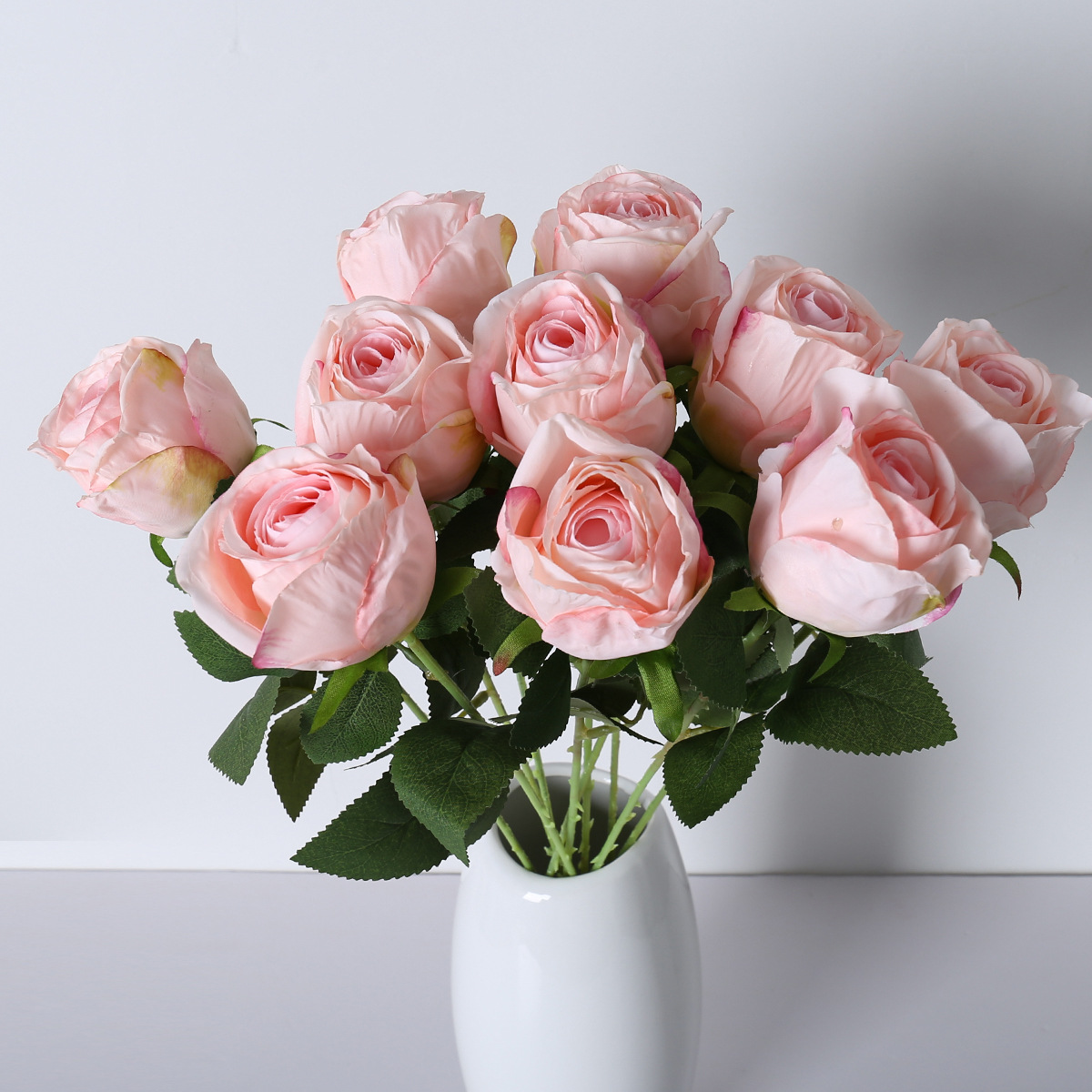 Simulación retro Rosas redondas al horno de una sola rama Accesorios de fotografía Boda Muebles para el hogar Decoración floral Simulación Rosas de borde quemado