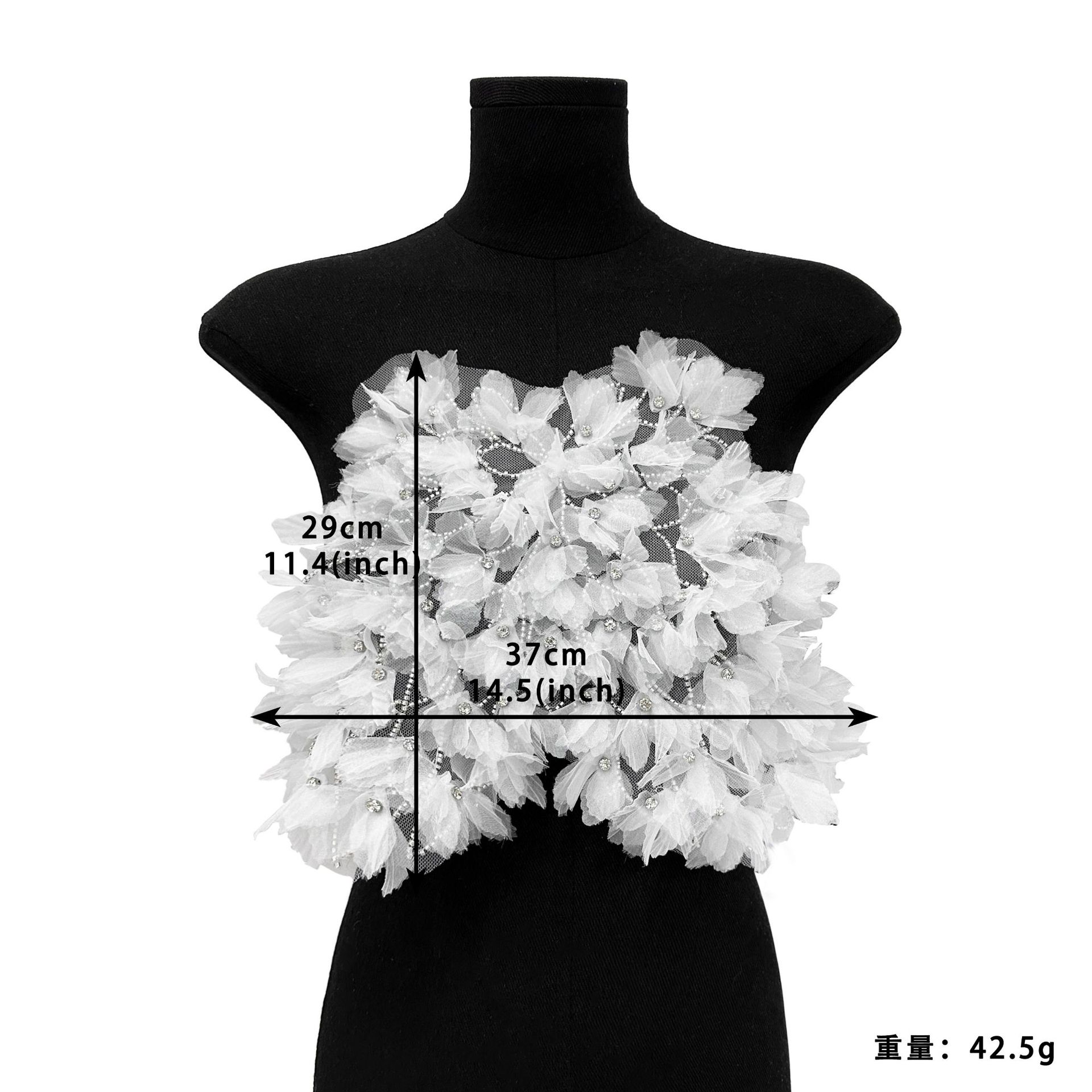 Cuello bordado, todo fósforo, cuello delantero de alta gama, malla, accesorios de diamantes de imitación, vestido de cuello para mujer, decoración de blusa de suéter