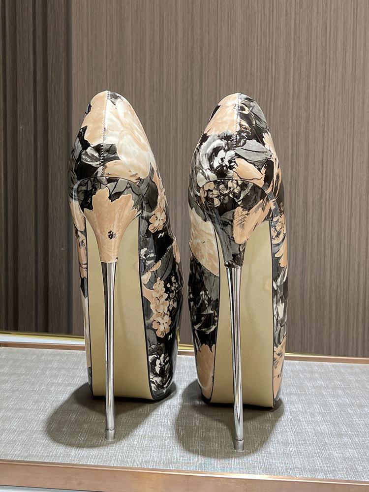 Giày cao gót nữ mũi nhọn gót siêu cao 19 cm, họa tiết hoa nổi — Cây Rum (19cm không đổi trả) chi tiết 10