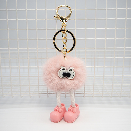 Cute faux sable hair small charcoal car keychain pendant, purse plush teddy bear keychain decoration wholesale